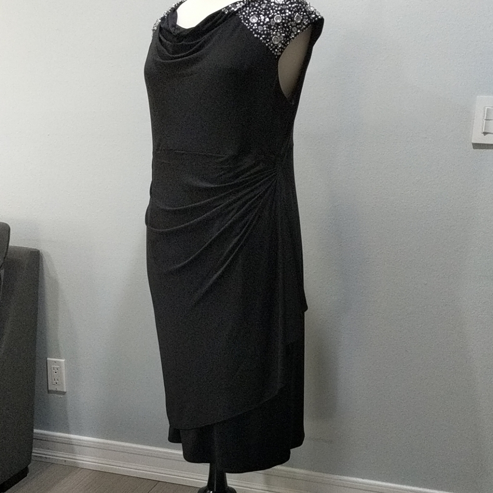 Alex Evening Womens Black Cocktail Dress